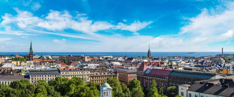 Panorama of Helsinki skyline.