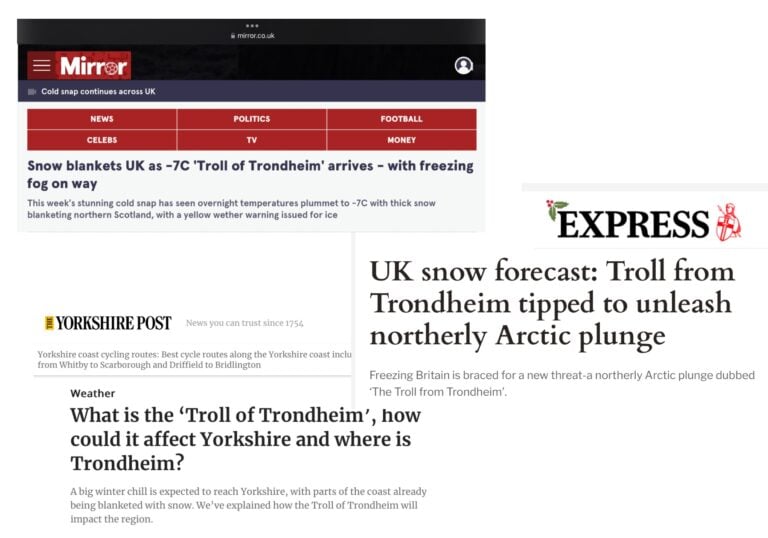 Troll of Trondheim headlines in the UK media