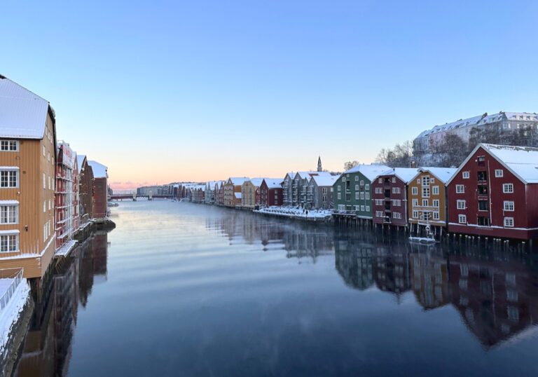 View from old town bridge in Trondheim, Norway.