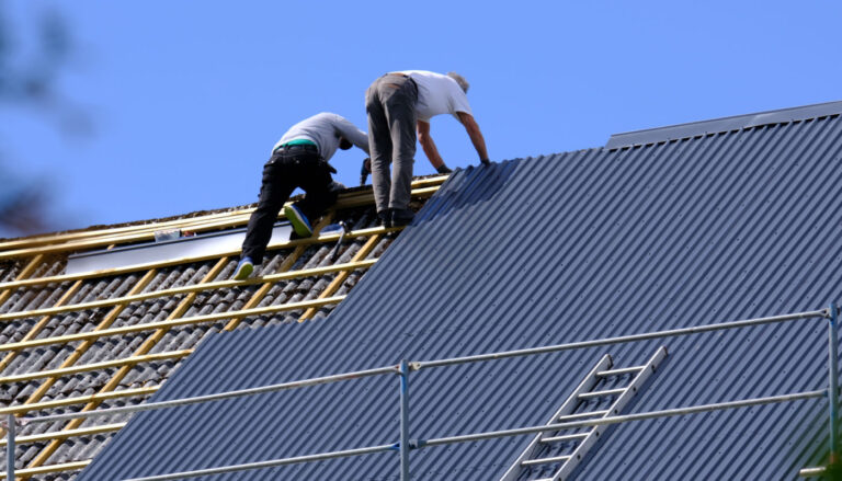 Laying a new roof in Norway.