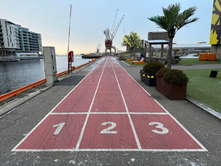 A small running track at Trettenparken in Oslo, Norway.