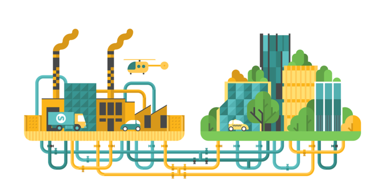 District heating waste heat concept image