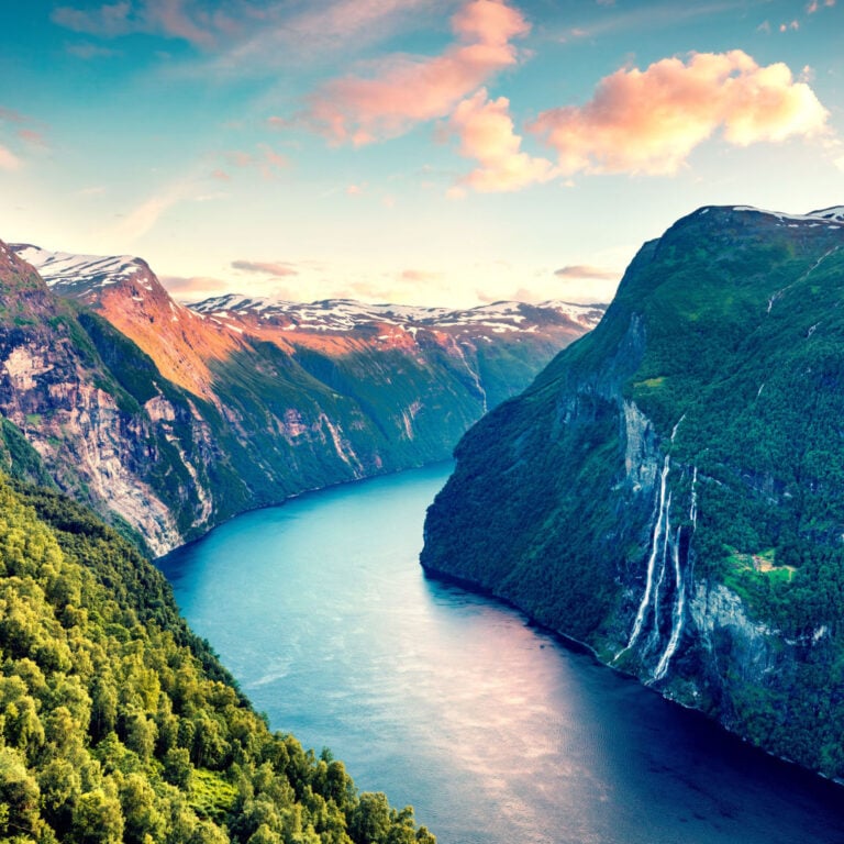 Iconic Norwegian fjords landscape.