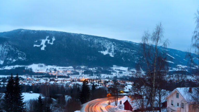 Hafjell Olympic figure in the mountainside.