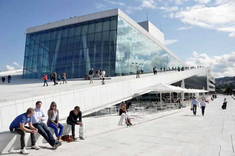 People enjoying the outdoor space of Oslo Opera House. Photo: Tumar / Shutterstock.com.