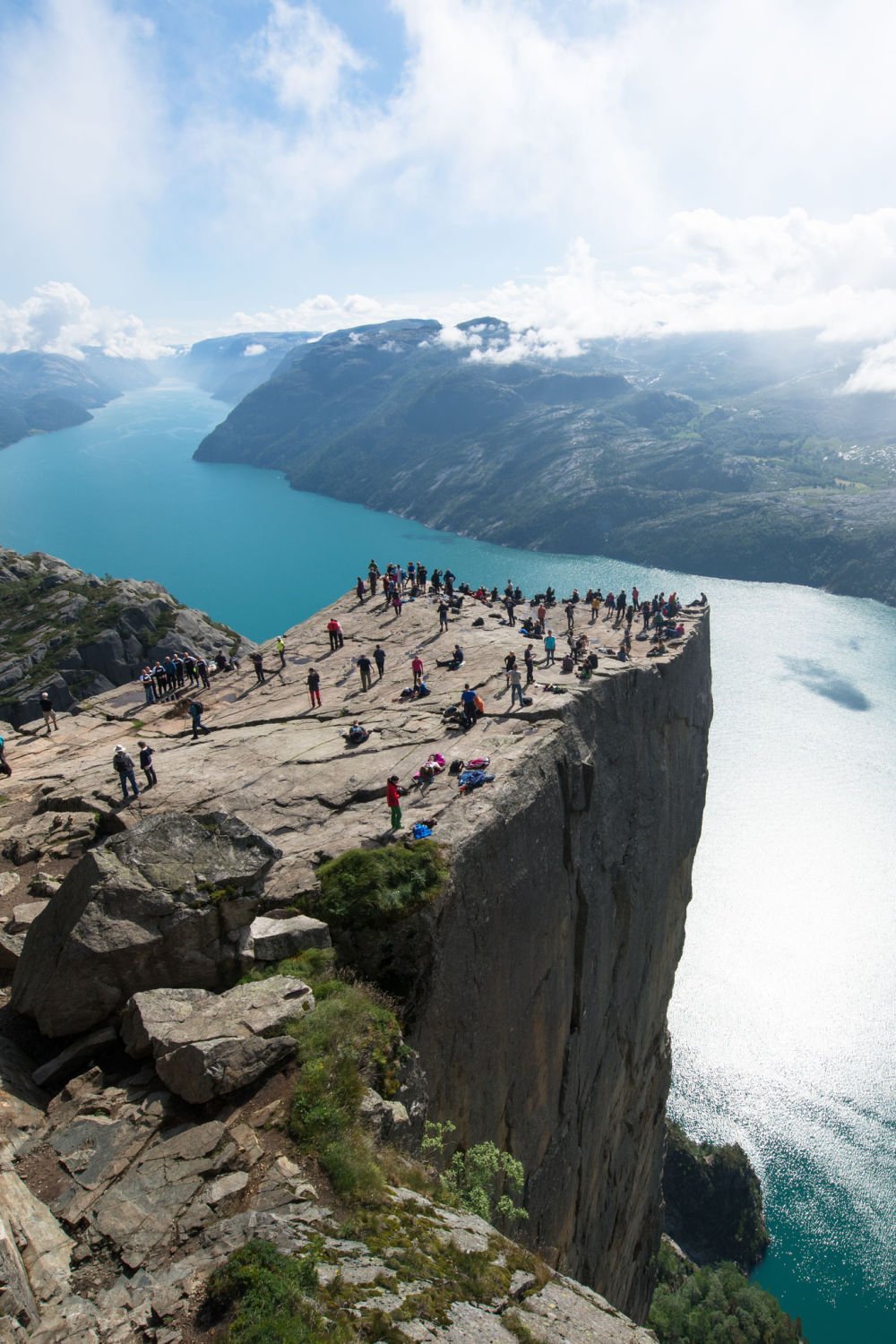 View of the Lysefjord with Pulpit Rock in the foreground.