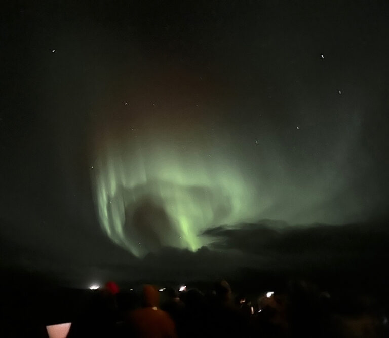 Aurora display on the starboard side of the ship.