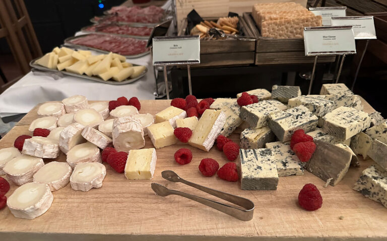 Cheese selection at breakfast.