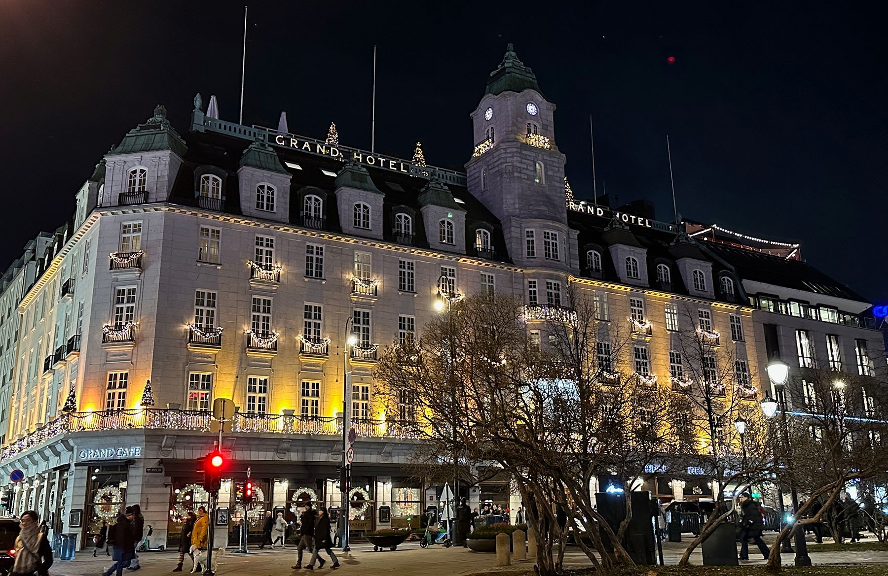 Exterior of Grand Hotel in Oslo, Norway.