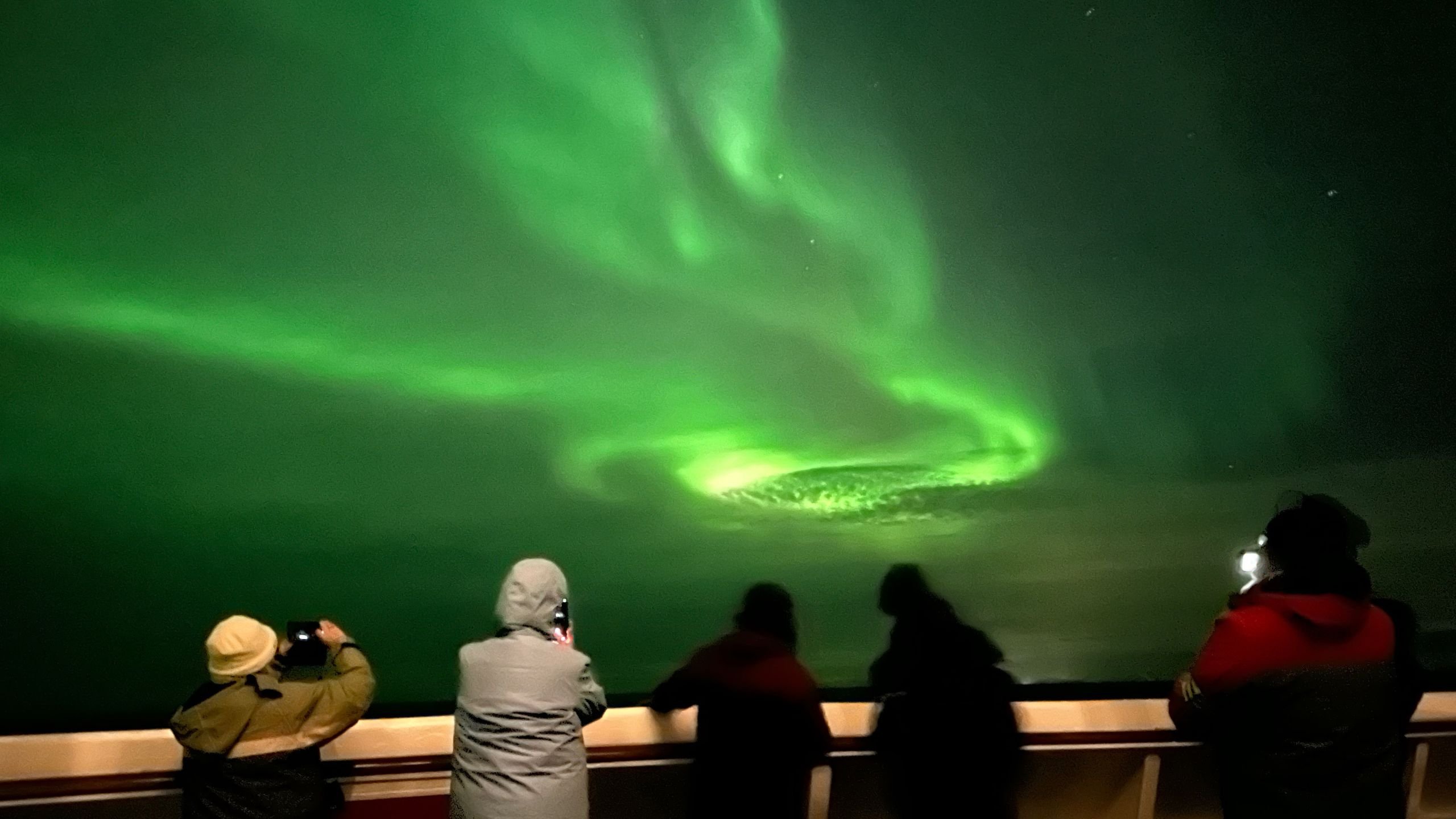 Northern lights from a cruise ship in Northern Norway