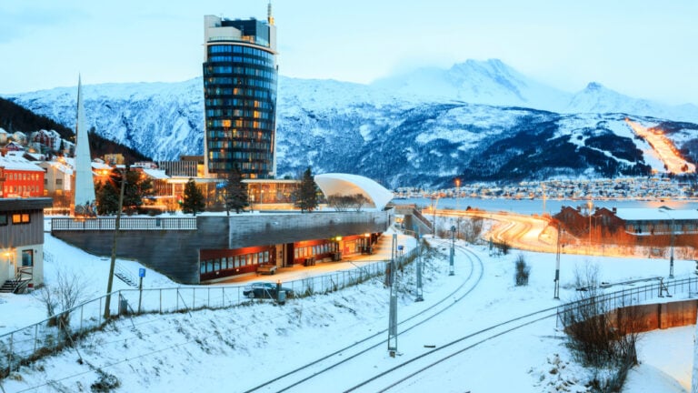 Railway line through Narvik town.