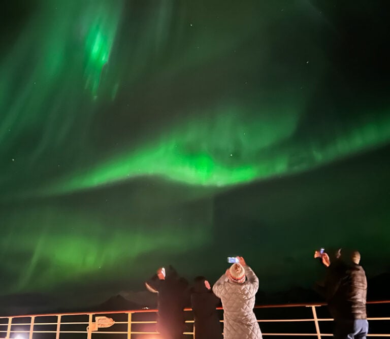 Watching the northern lights from the MS Borealis.