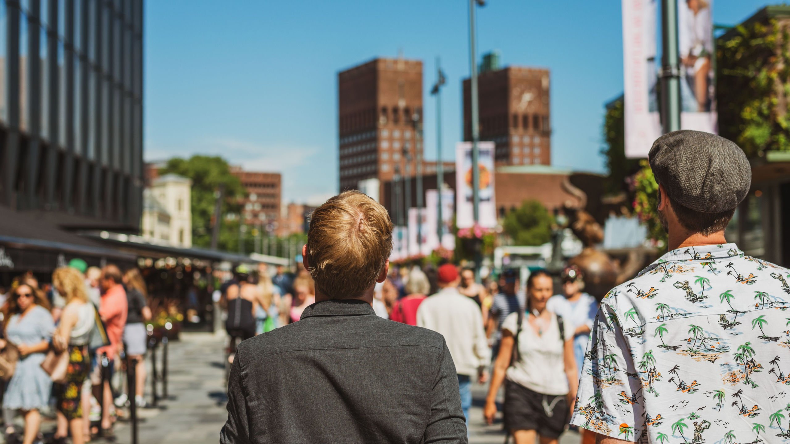 Crowds in Oslo, Norway.