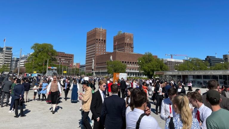 Crowds gather in Oslo on 17 May.