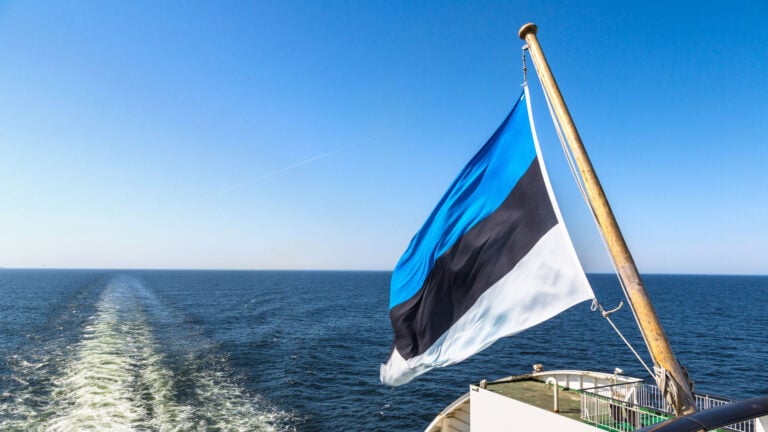 The flag of Estonia.