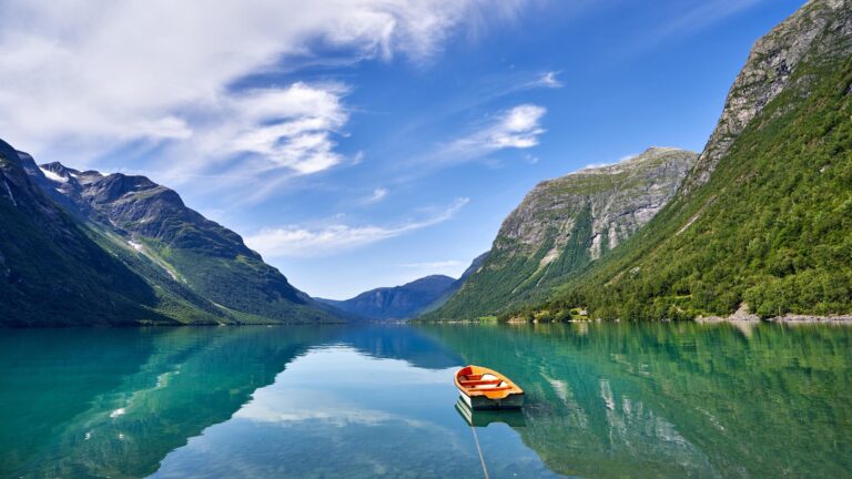 Lovatnet lake in Fjord Norway.