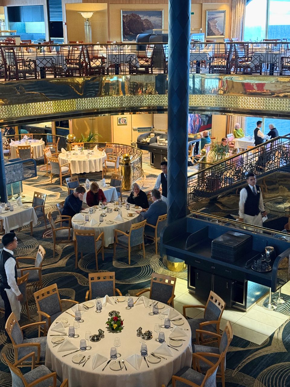 Two-deck main dining room on Fred Olsen Borealis cruise ship. Photo: David Nikel.