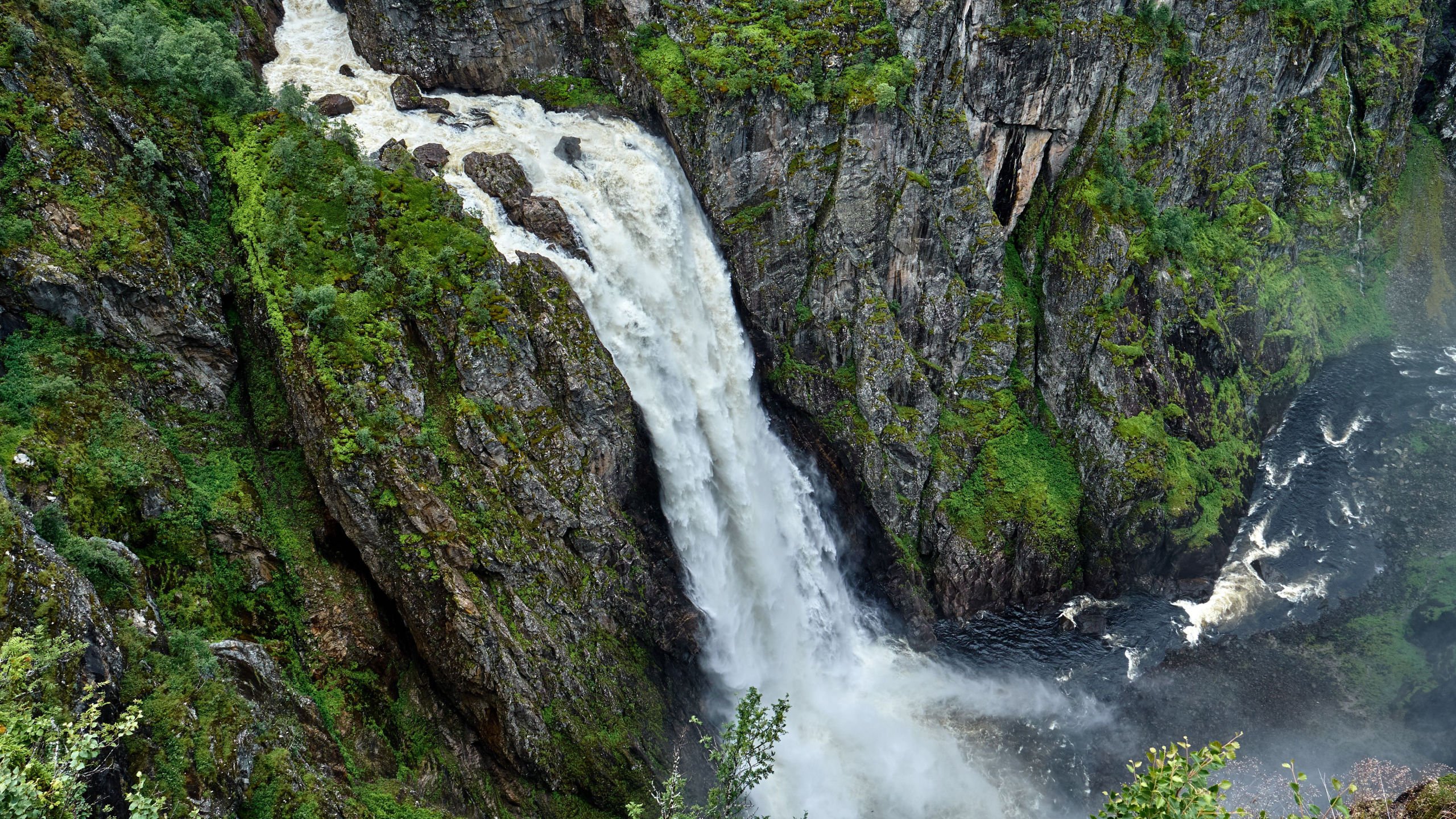 Aerial view of Vøringfossen in fjord Norway.