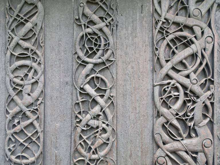 Wood carvings at Urnes stave church.