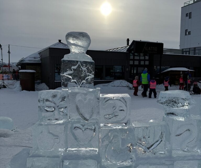 Ice sculpture at Borealis winter festival in Alta, Norway.