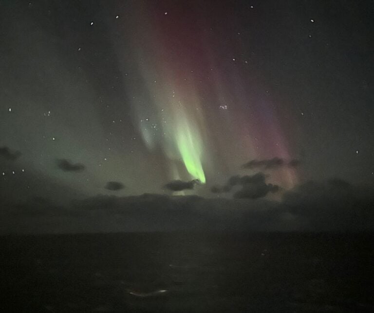 Colourful aurora taken from Fred Olsen Bolette.