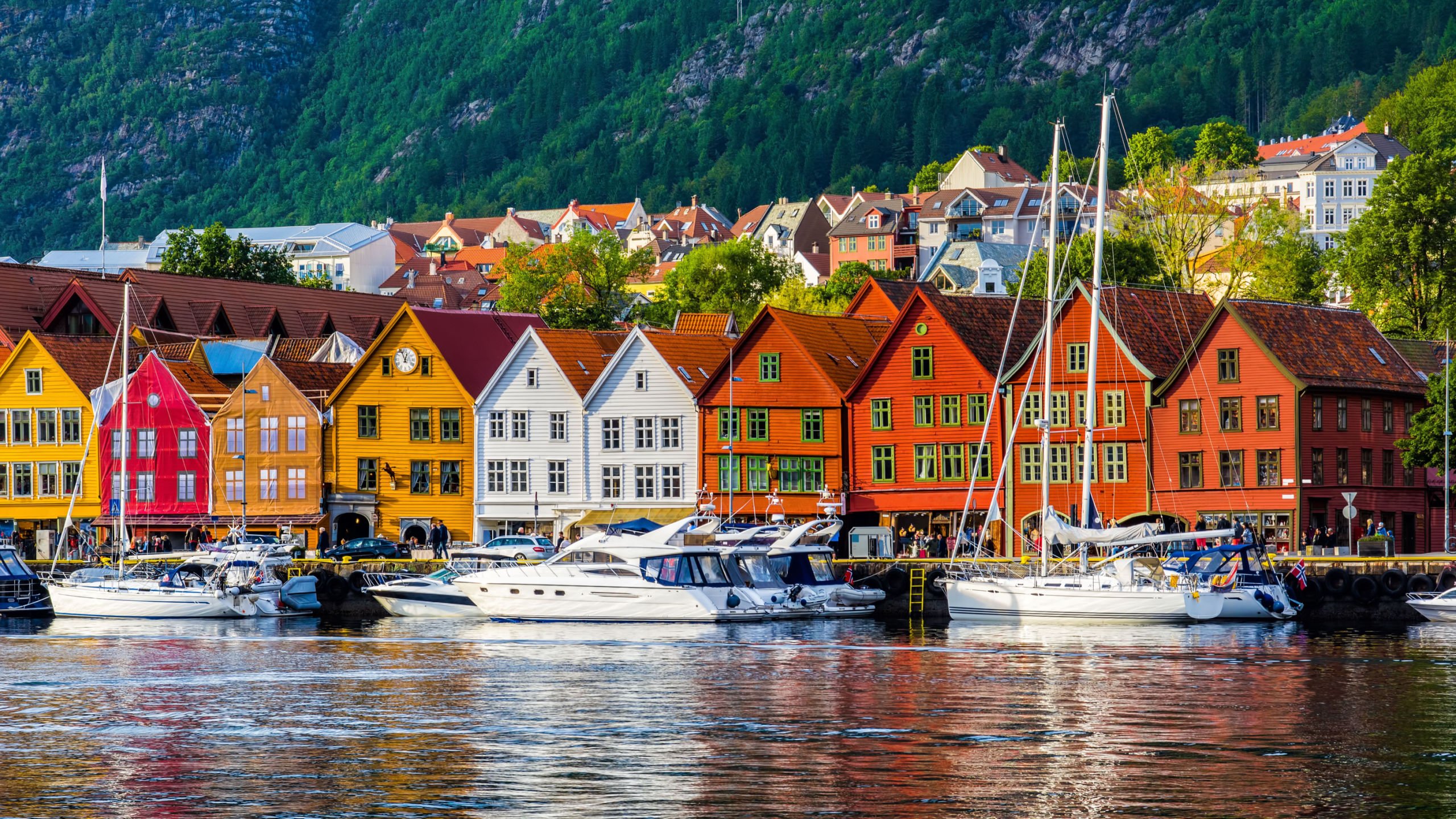 The iconic wharf buildings of Bryggen in Bergen, Norway.