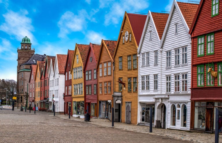 The colourful trading houses of Bryggen in Bergen.