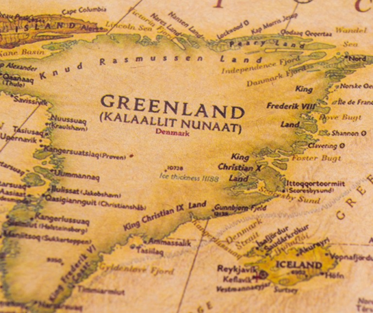 Greenland old map detail.
