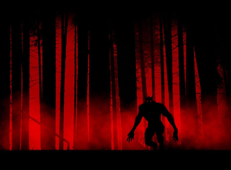 Red werewolf illustration.
