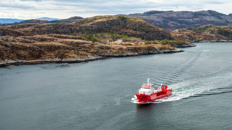 A small oil industry service vessel in Norway.