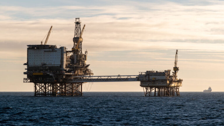 An oil rig on the Norwegian continental shelf.