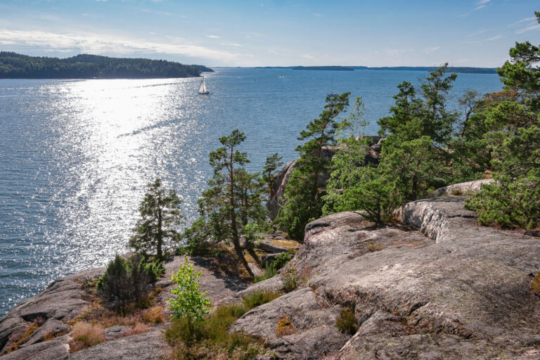 Hiking the coastline in the Åland Islands.