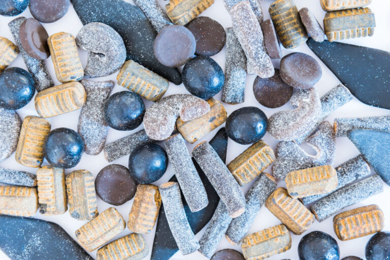 Assorted salty liquorice candies.