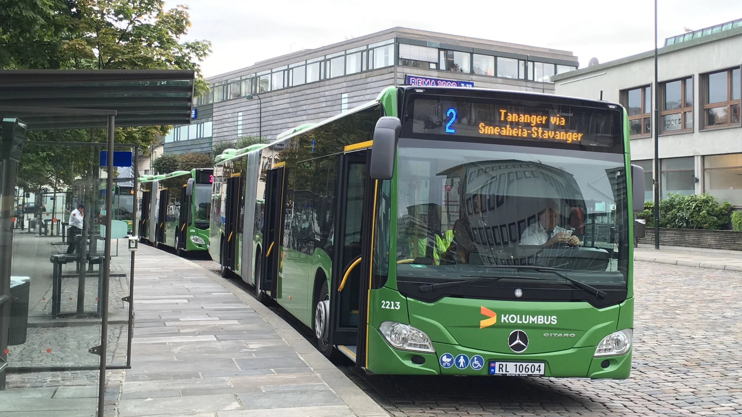 Bus mall in downtown Stavanger.