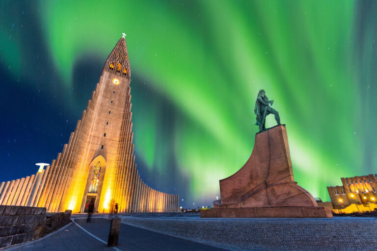 The iconic church Hallgrimskirkja in Reykjavik, Iceland.