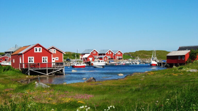 Fishing village Nes on the Vega archipelago in Norway.