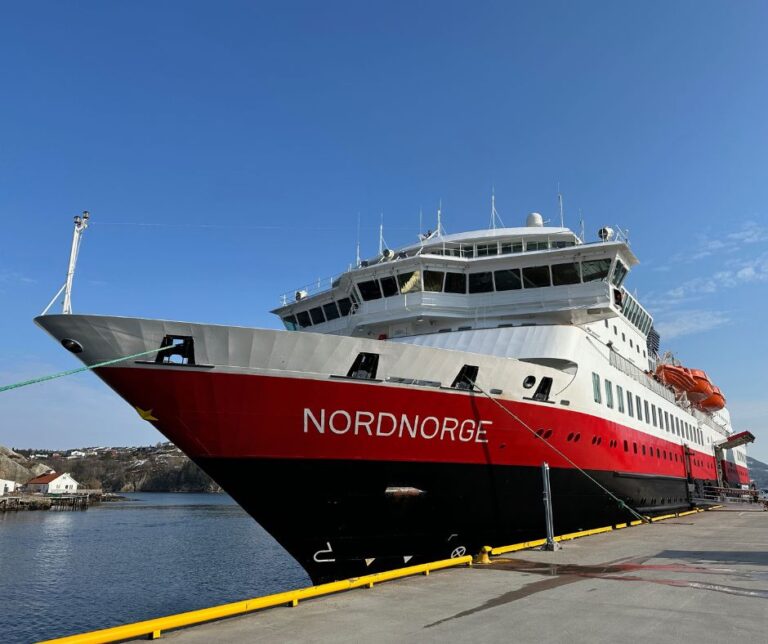 Hurtigruten's Nordnorge docked in Kristiansund, Norway.