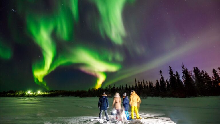 Northern lights tour group in Tromsø, Norway.