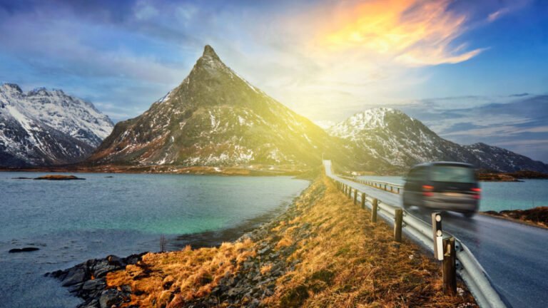 Road trip in Lofoten mountains