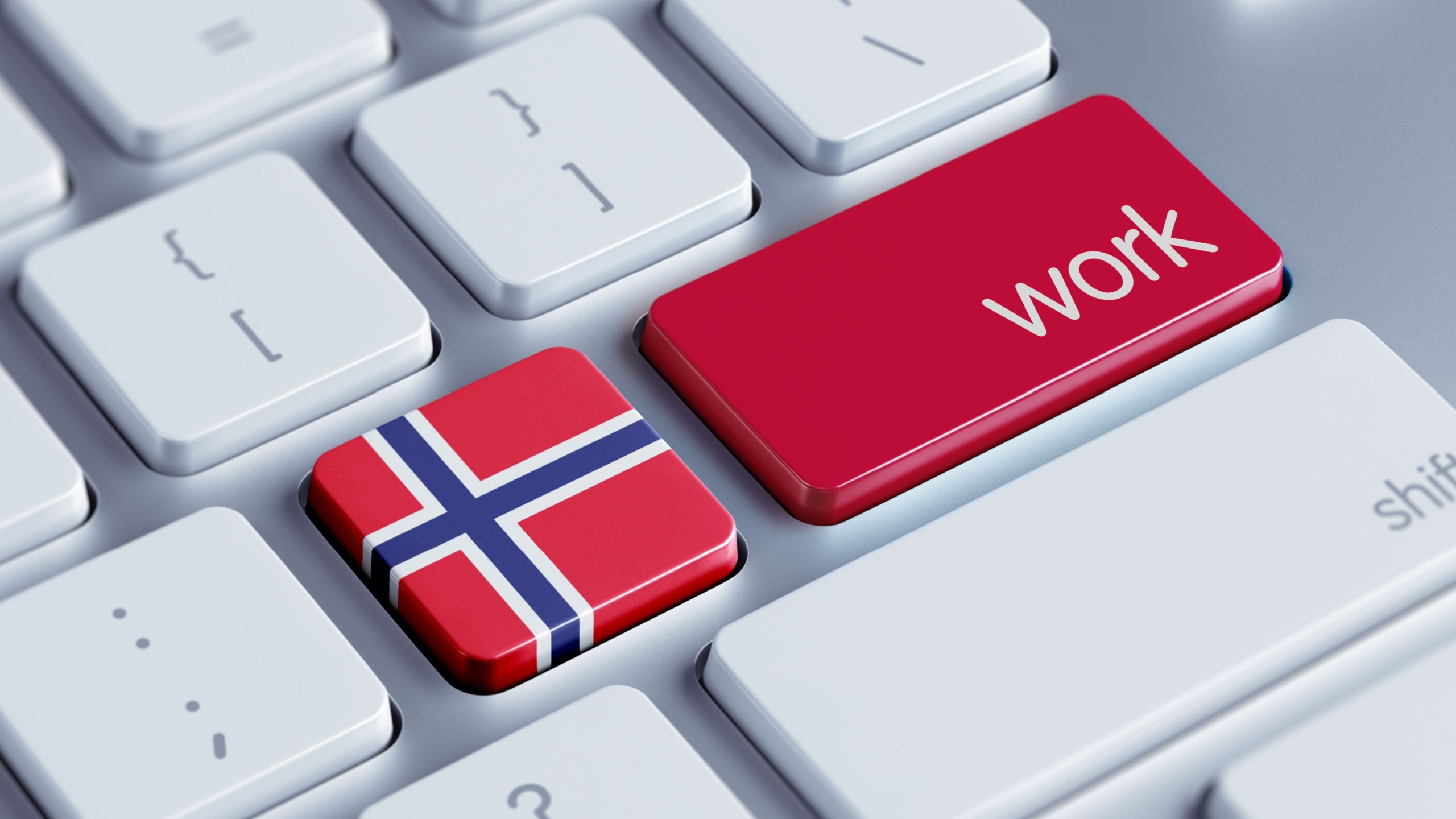 Work in Norway keyboard concept image.