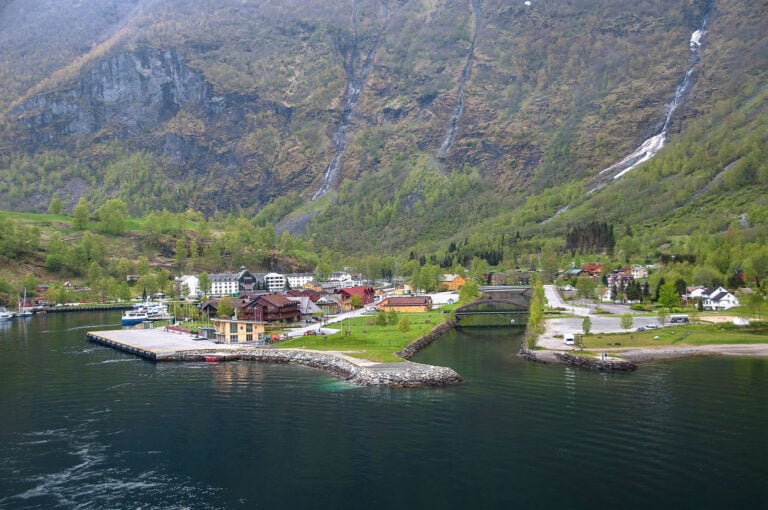 A view from Flåm from the Aurlandsfjord.