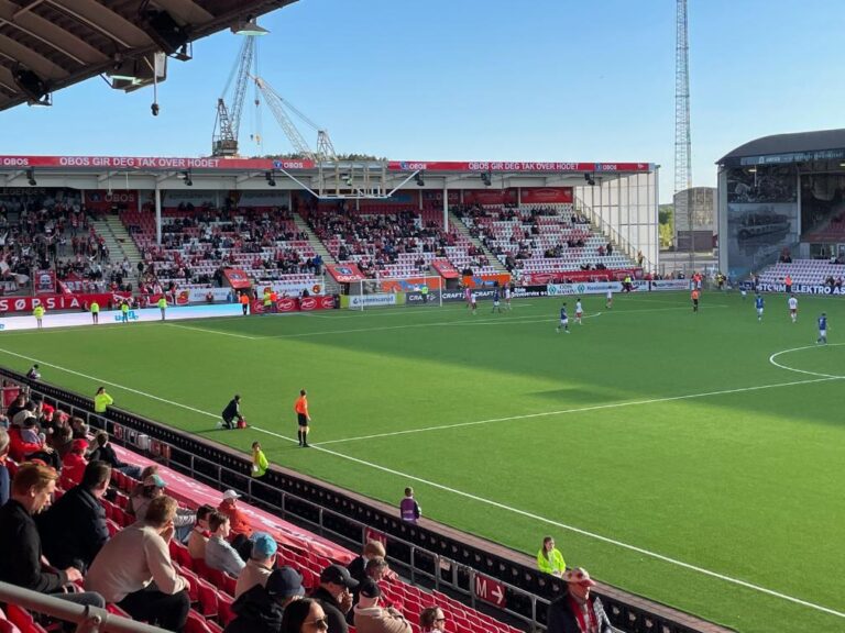 Football match at Fredrikstad Stadion.