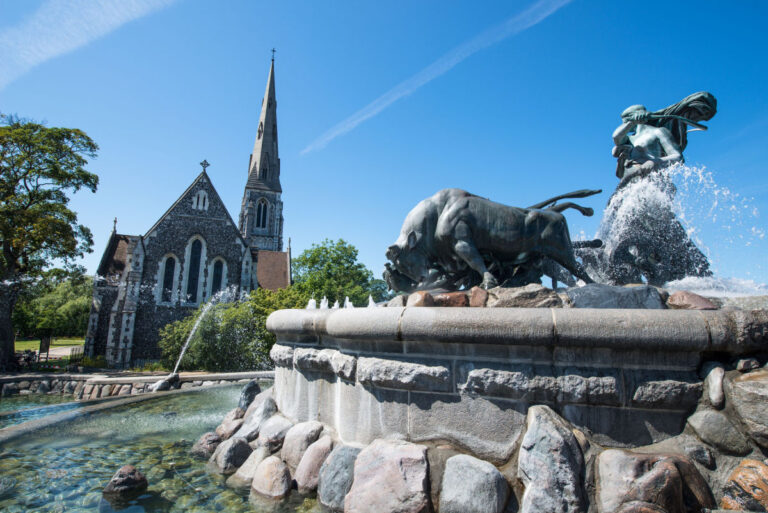 Gefjon statue and fountain in Copenhagen, Denmark.