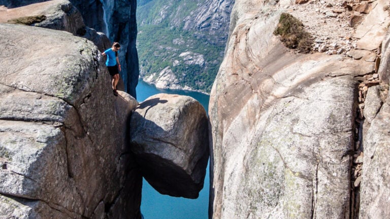 Norway's world-famous Kjeragbolten boulder hike.