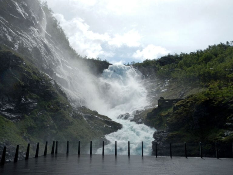 Kjosfossen waterfall on the Flåm railway.