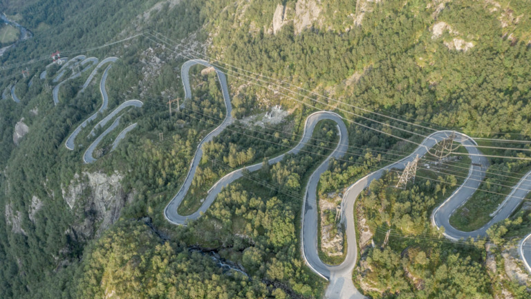 Lysebotn hairpin bends.