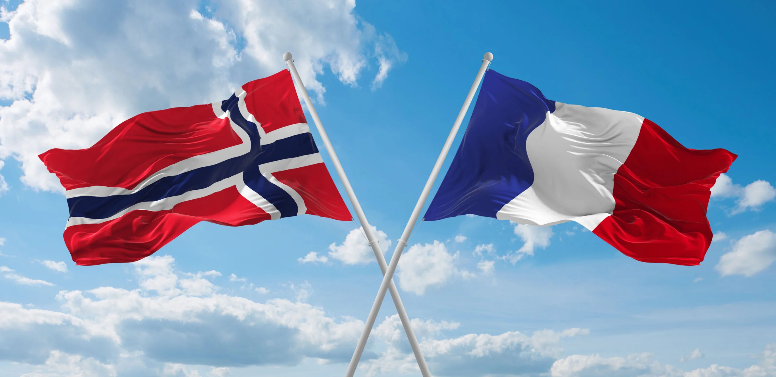 Flags of Norway and France.