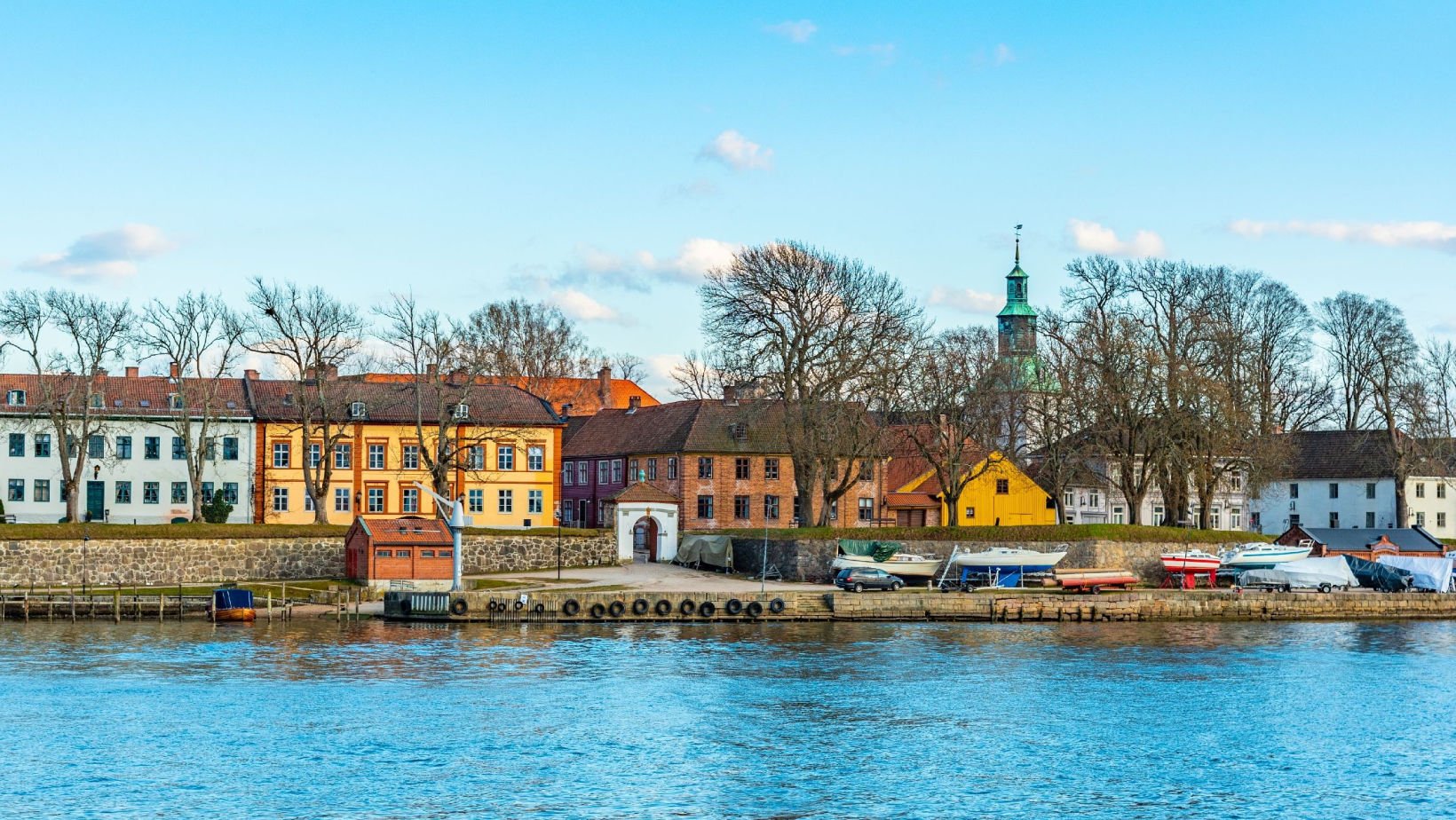 Waterfront view of Old Fredrikstad, Norway.