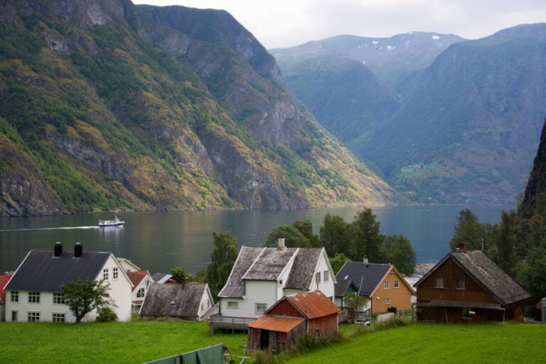 A view of Norway's Aurlandsfjord from Undredal village.