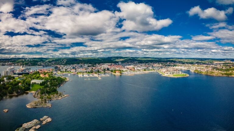 Drone shot of Kristiansand in Norway.